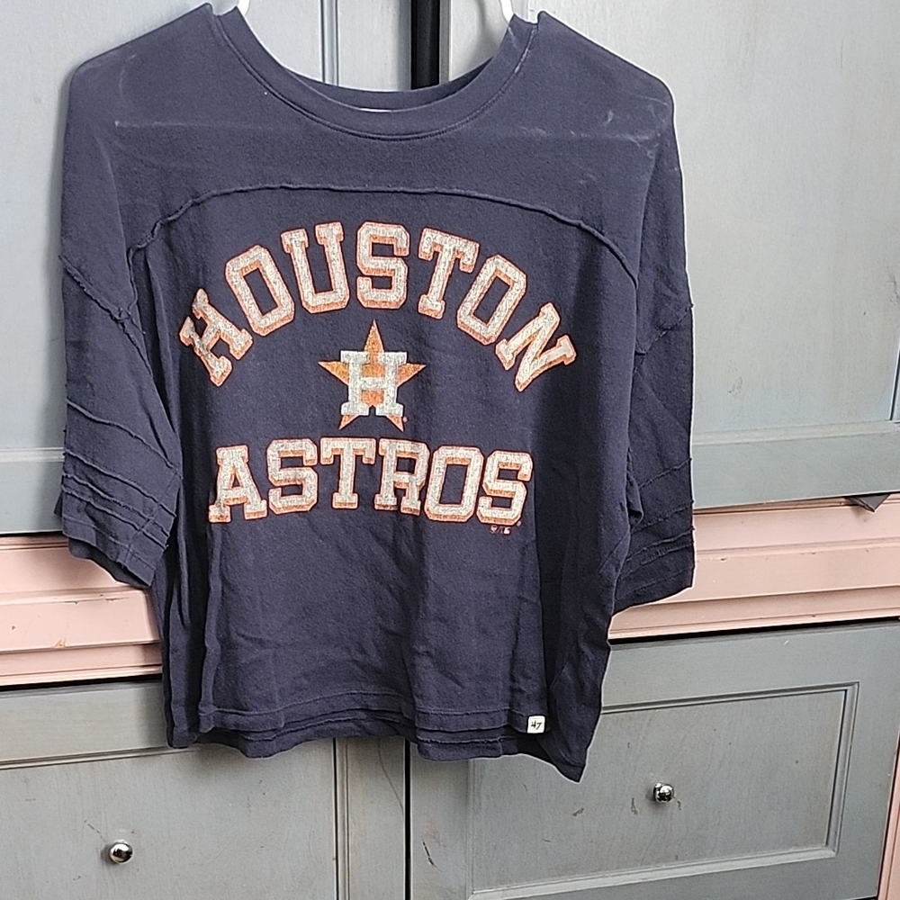 47 Brand Navy Apparel  HOUSTON ASTORS CROP